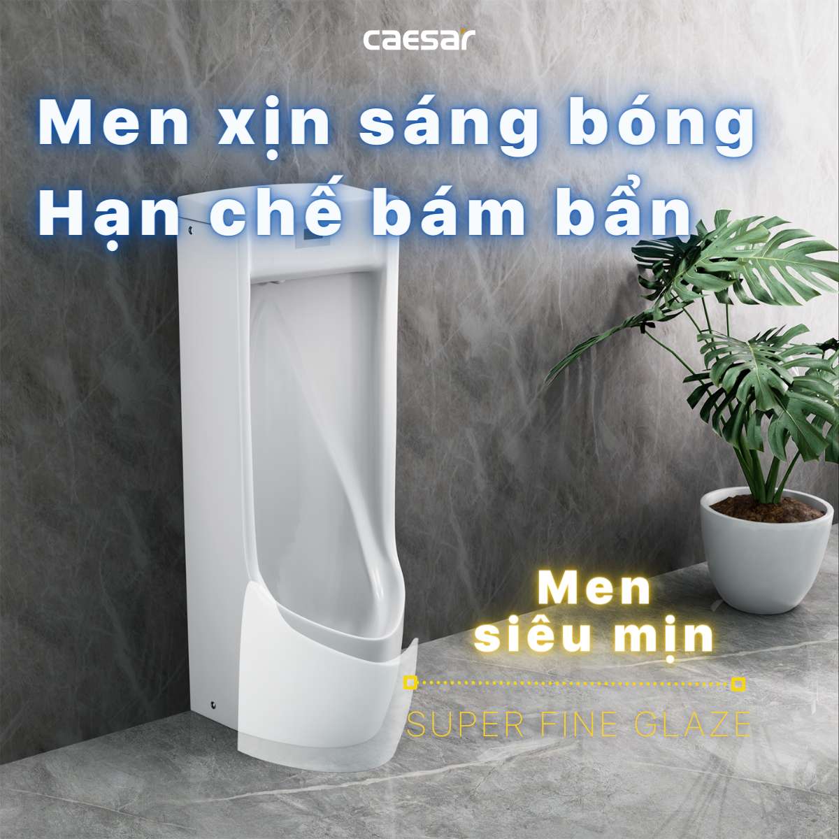 Bồn tiểu nam đặt sàn van cảm ứng Caesar UA0284
