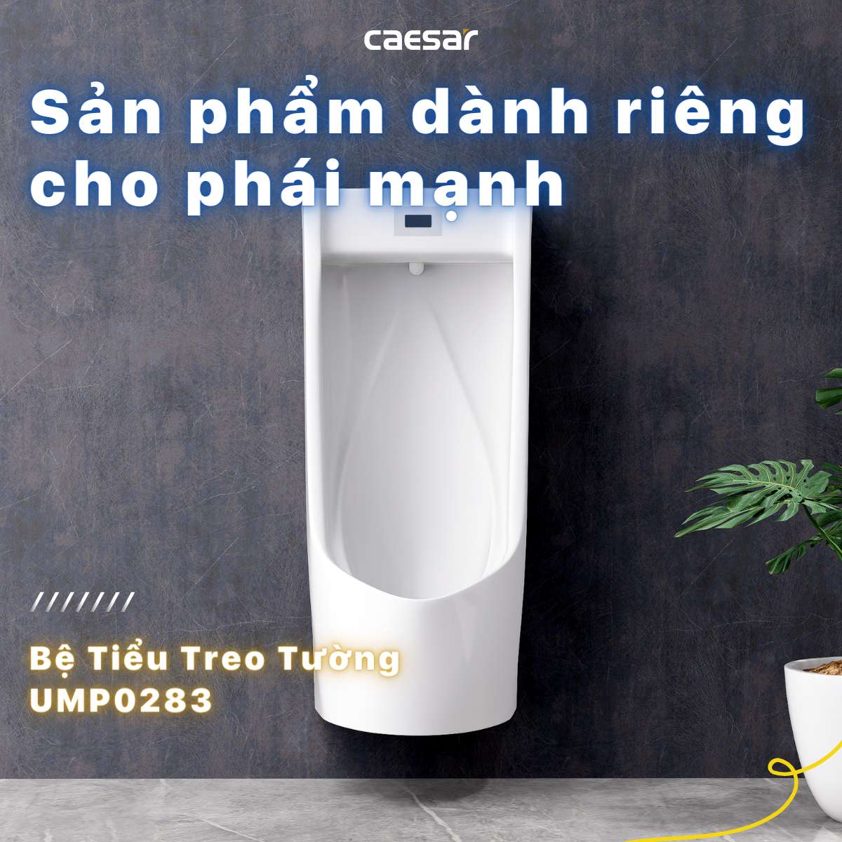 Bồn tiểu nam treo tường cảm ứng thoát ngang Caesar UMP0283