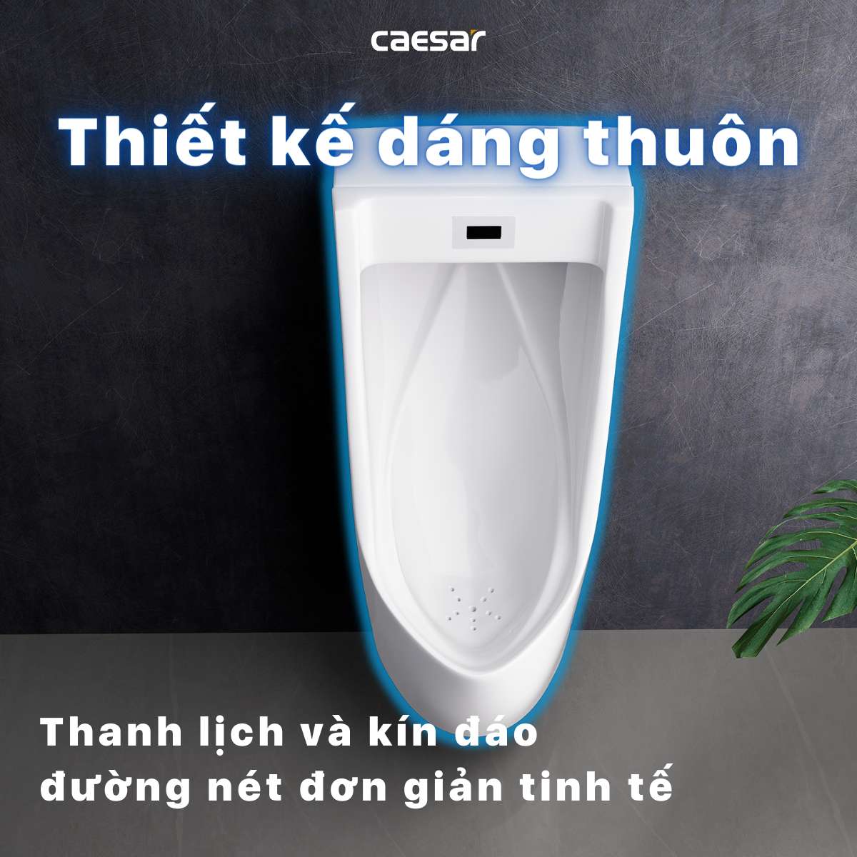 Bồn tiểu nam treo tường cảm ứng thoát ngang Caesar UMP0283