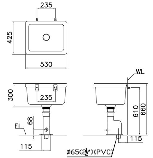 Chậu giặt xả xuống sàn Caesar SS558AS (bộ xả BF559S)