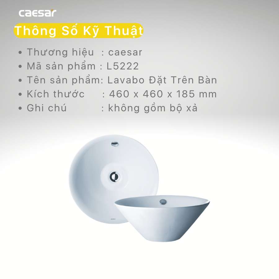 Chậu lavabo đặt bàn Caesar L5222
