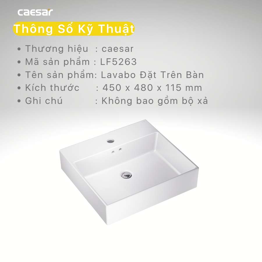 Chậu lavabo đặt bàn Caesar LF5263