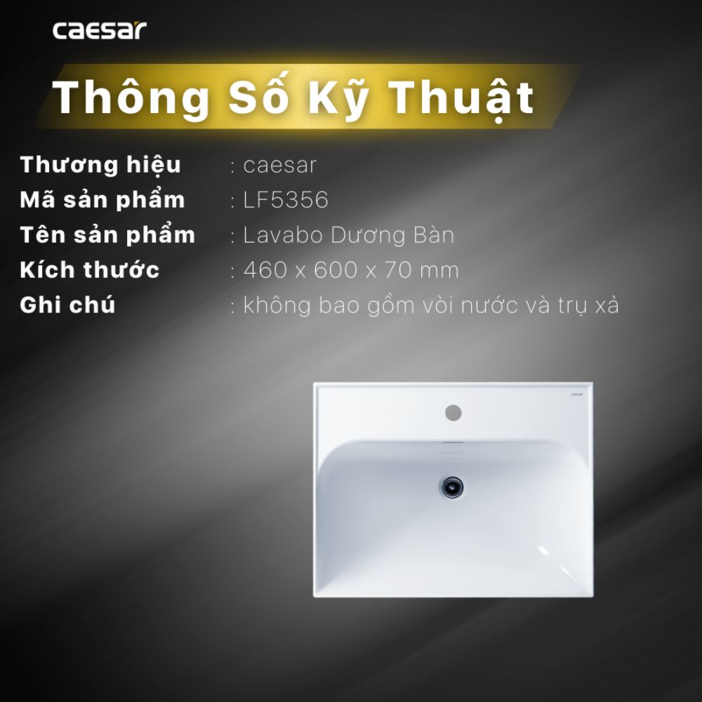 Chậu rửa lavabo đặt bàn Caesar LF5356