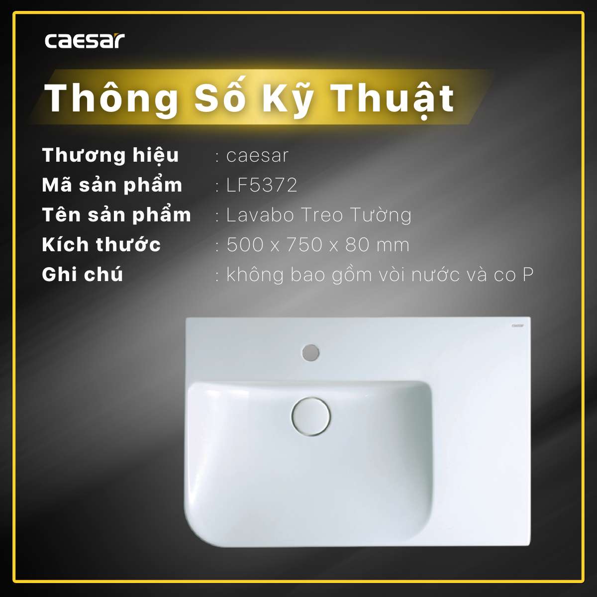 Chậu lavabo treo tường Caesar LF5372