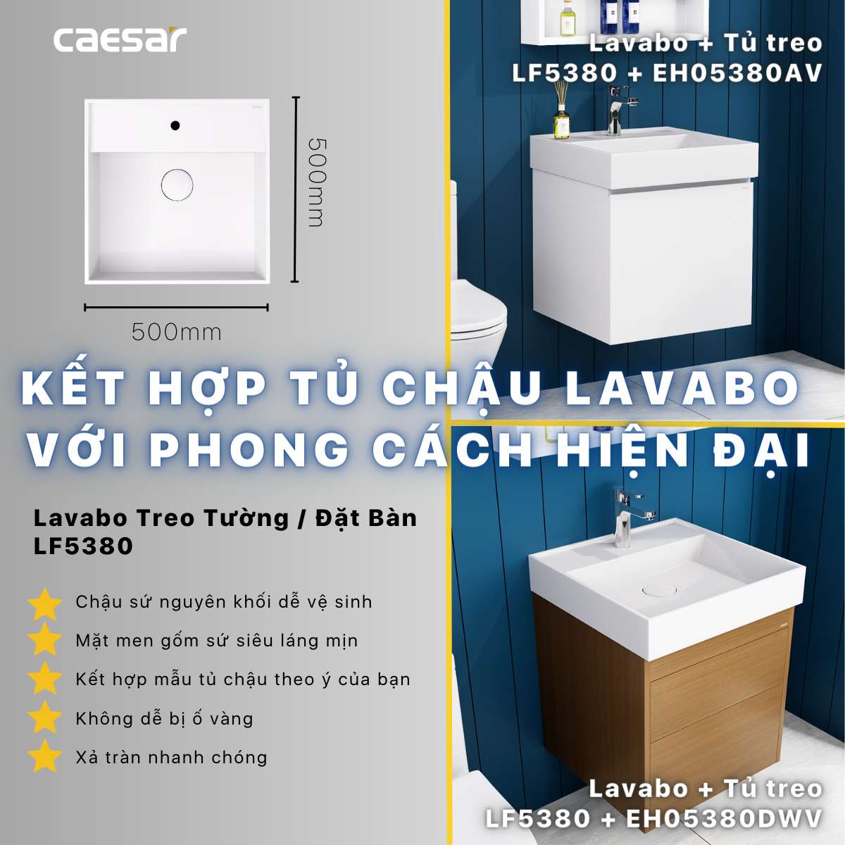 Chậu lavabo đặt bàn Caesar LF5380