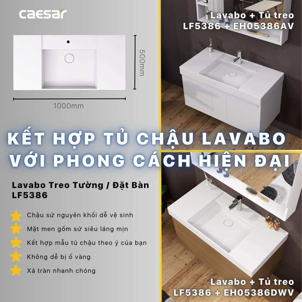 Chậu lavabo đặt bàn Caesar LF5386