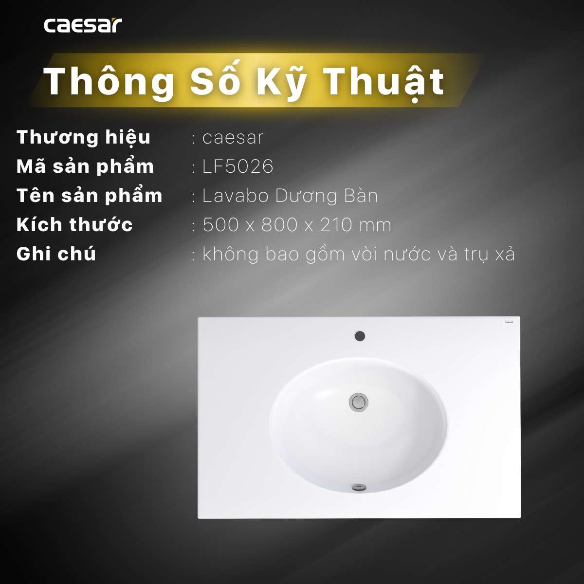 Chậu lavabo dương vành Caesar LF5026