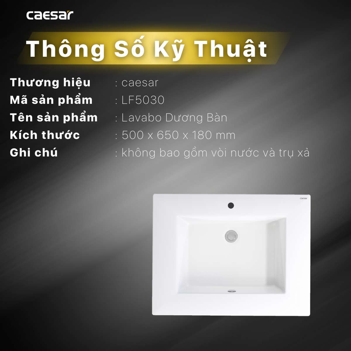 Chậu lavabo dương vành Caesar LF5030