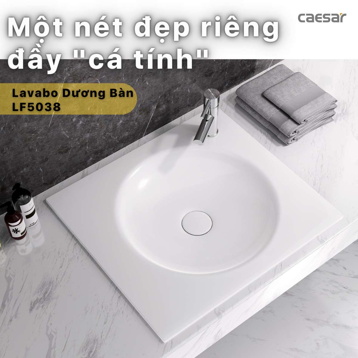 Chậu lavabo dương vành Caesar LF5038