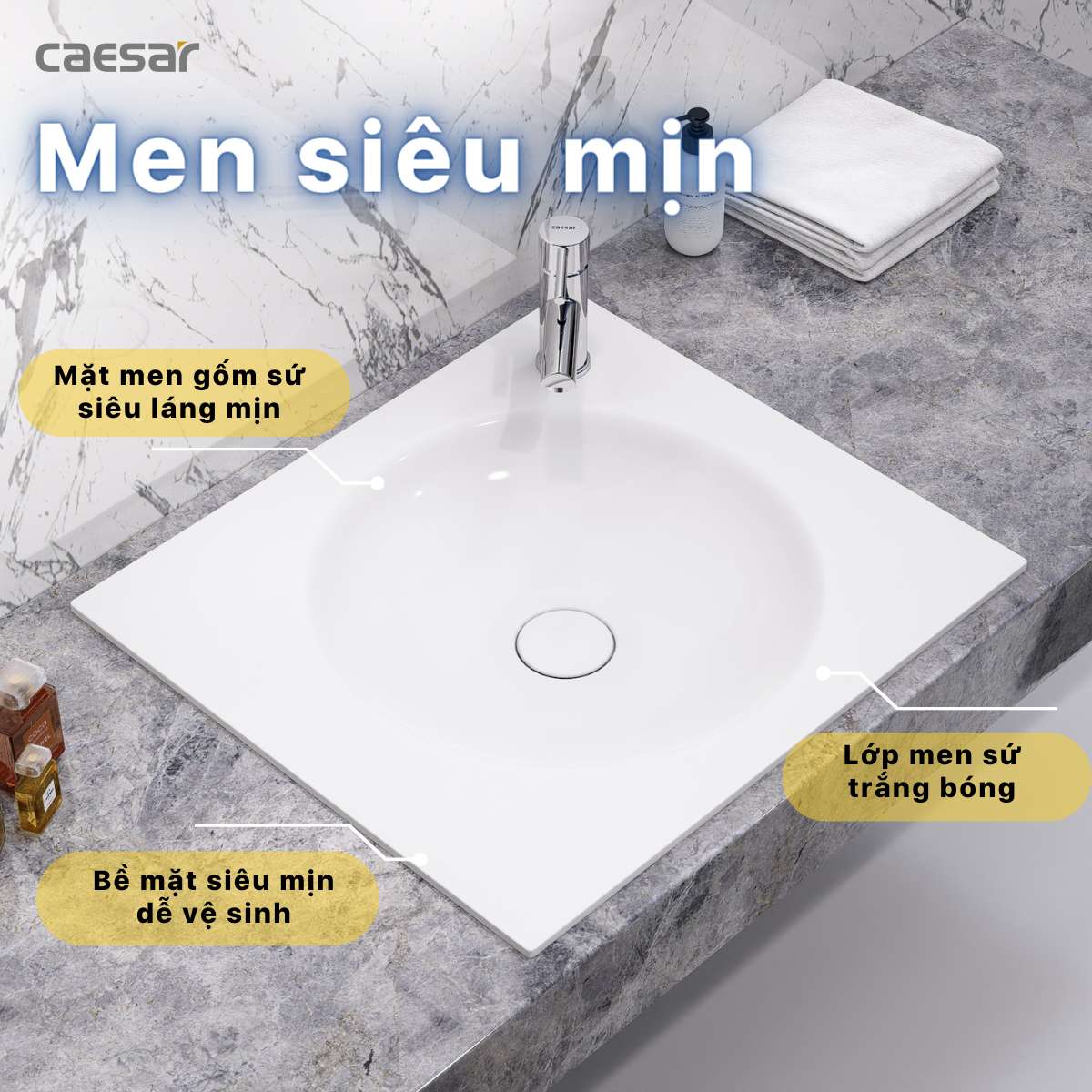 Chậu lavabo dương vành Caesar LF5038