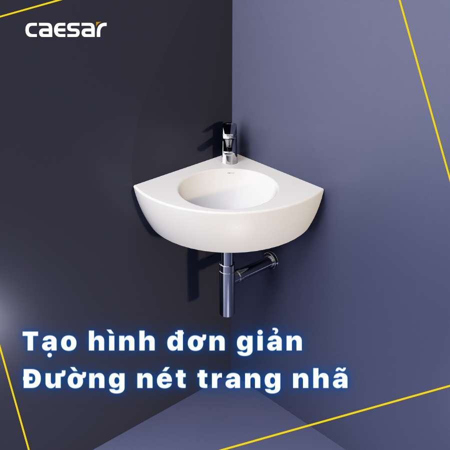 Chậu rửa lavabo treo tường đặt góc Caesar L2014