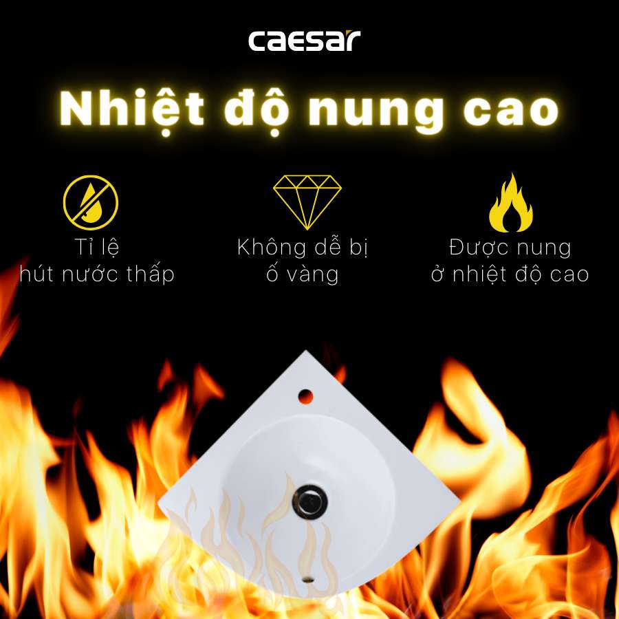 Chậu rửa lavabo treo tường đặt góc Caesar L2014