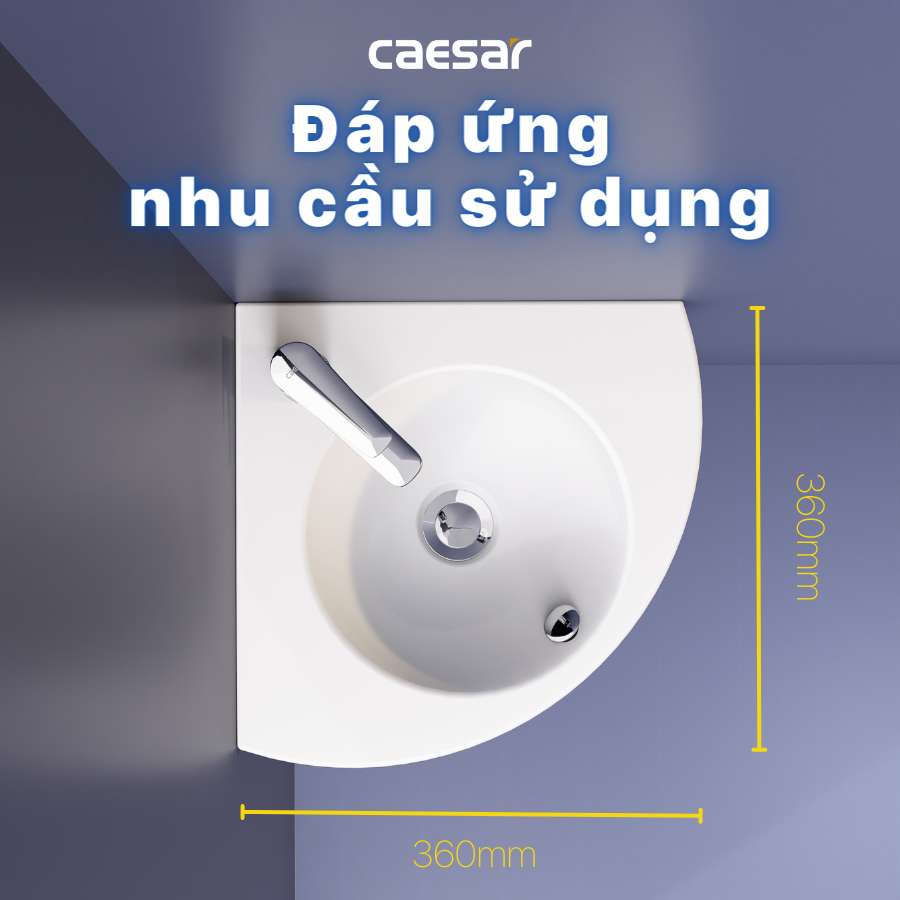 Chậu rửa lavabo treo tường đặt góc Caesar L2014