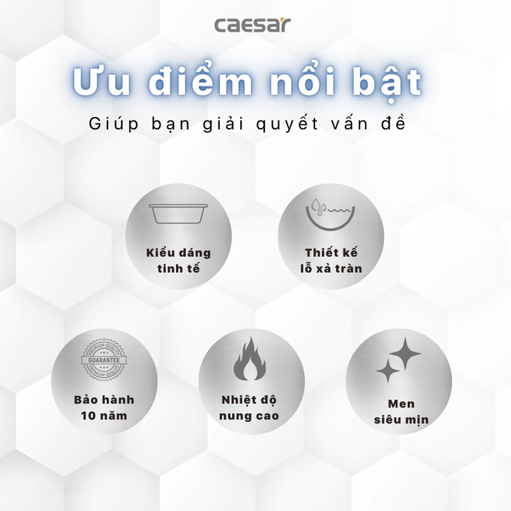 Chậu rửa lavabo treo tường chân dài Caesar L2140+P2445