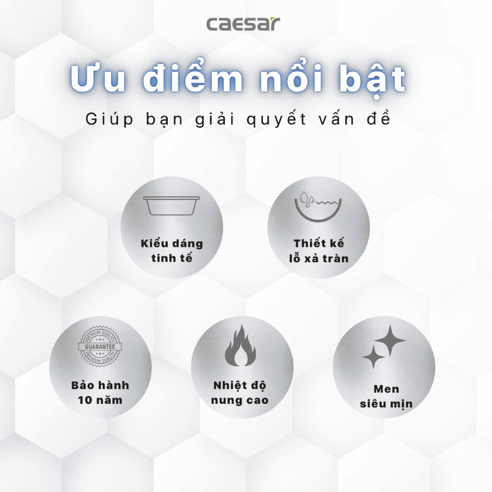 Chậu rửa lavabo treo tường chân lửng Caesar L2150+P2443