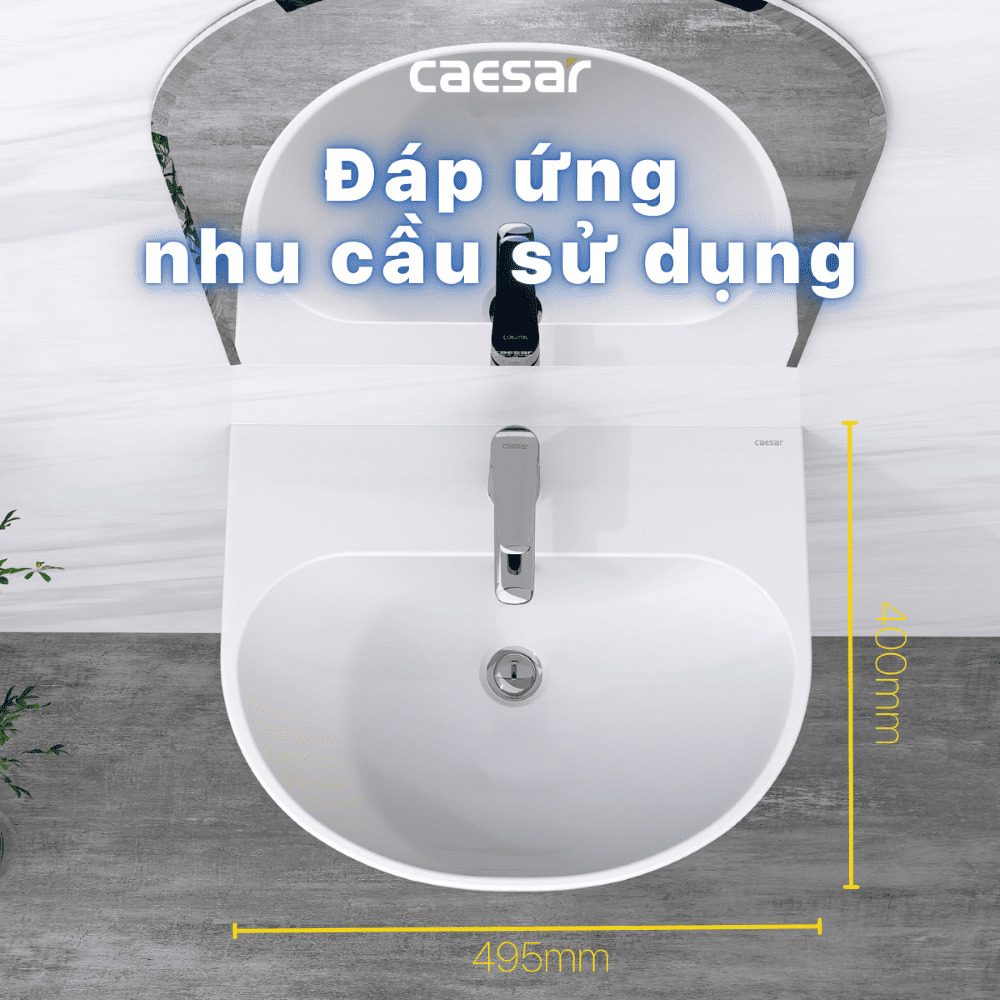 Chậu rửa lavabo treo tường chân lửng Caesar L2150+P2443