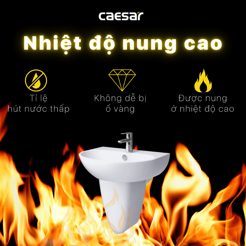 Chậu rửa lavabo treo tường chân lửng Caesar L2150+P2443