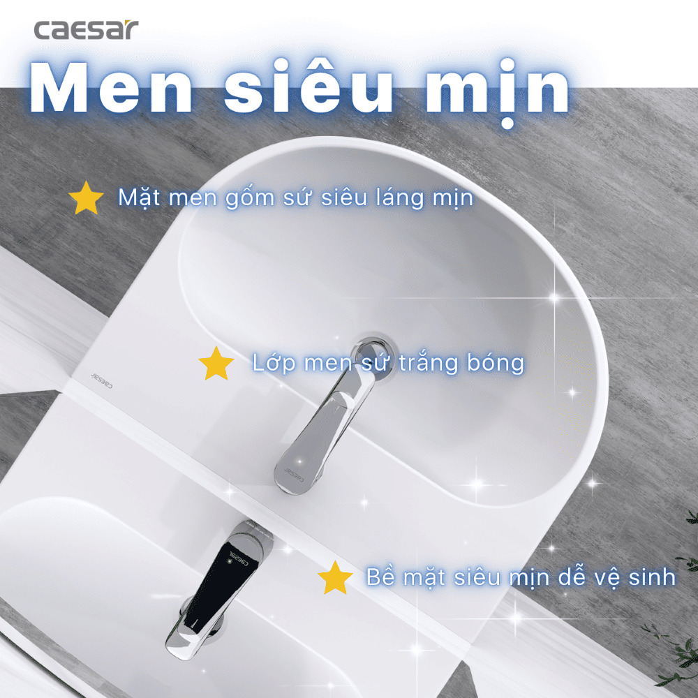Chậu rửa lavabo treo tường chân lửng Caesar L2150+P2443