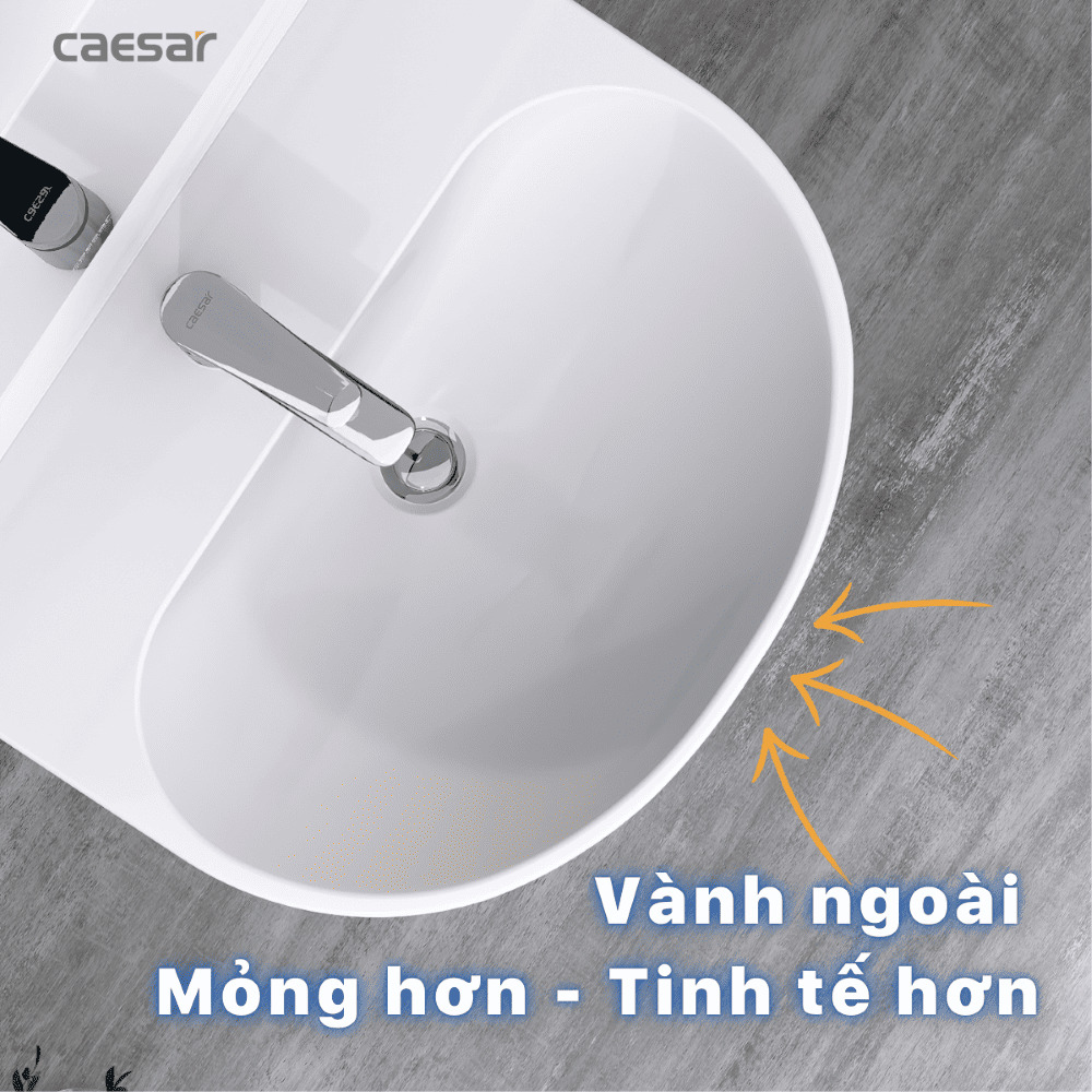 Chậu rửa lavabo treo tường chân lửng Caesar L2150+P2443
