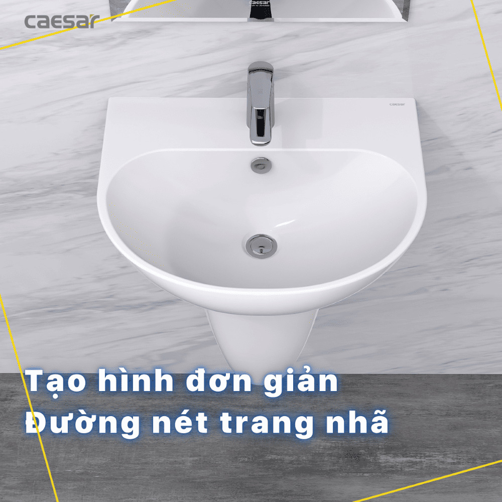 Chậu rửa lavabo treo tường chân lửng Caesar L2150+P2443