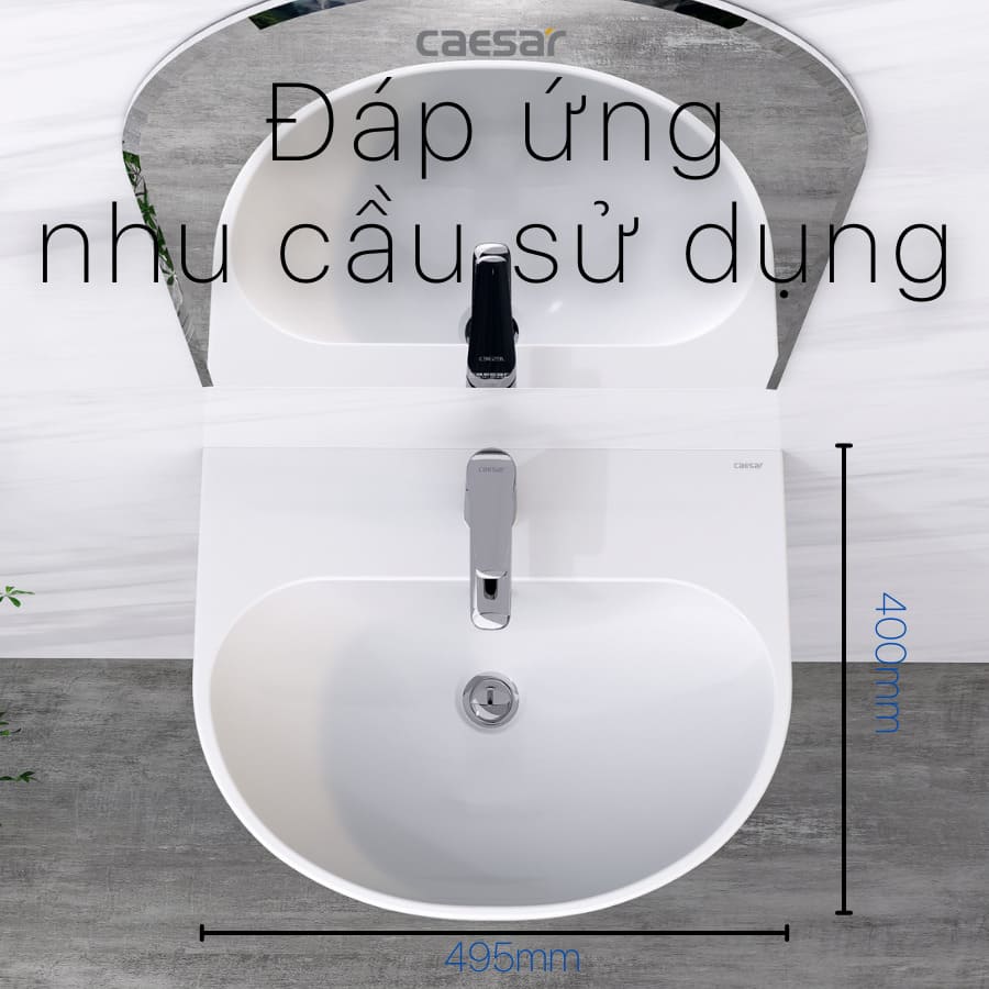 Chậu rửa lavabo treo tường chân dài Caesar L2150+P2445