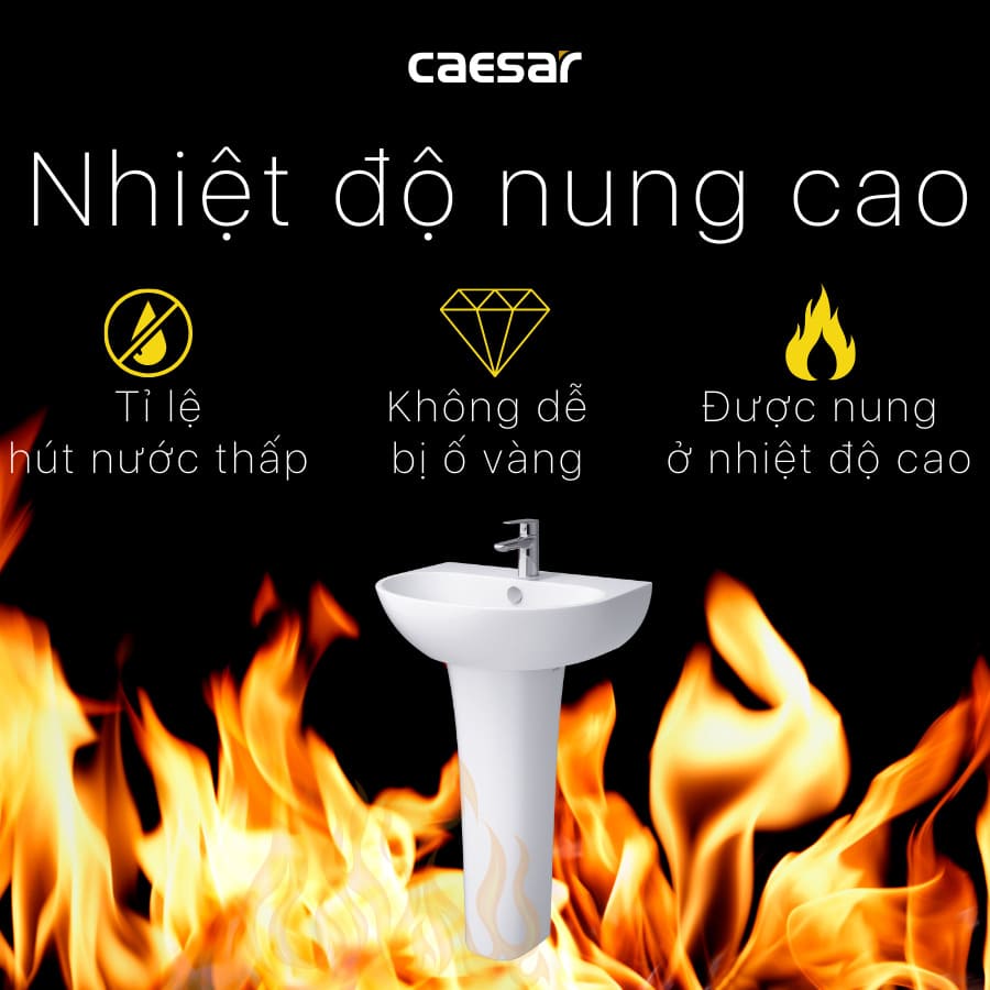 Chậu rửa lavabo treo tường chân dài Caesar L2150+P2445