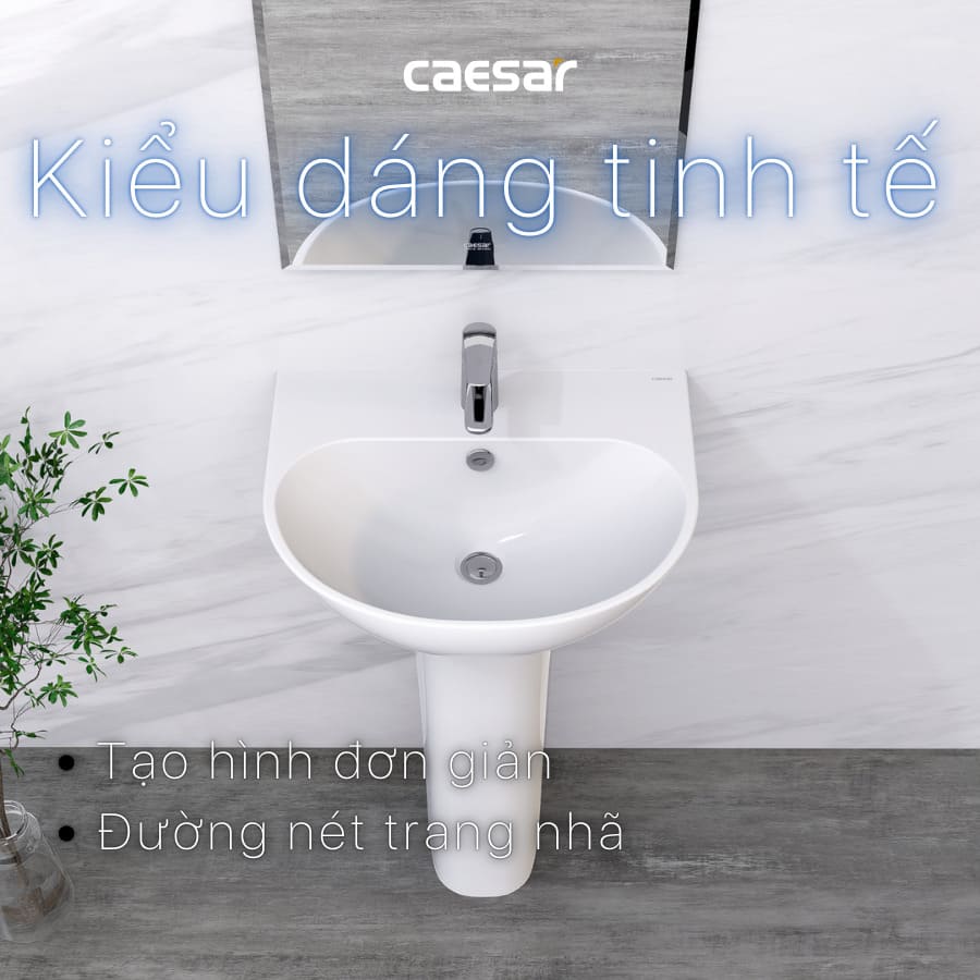 Chậu rửa lavabo treo tường chân dài Caesar L2150+P2445