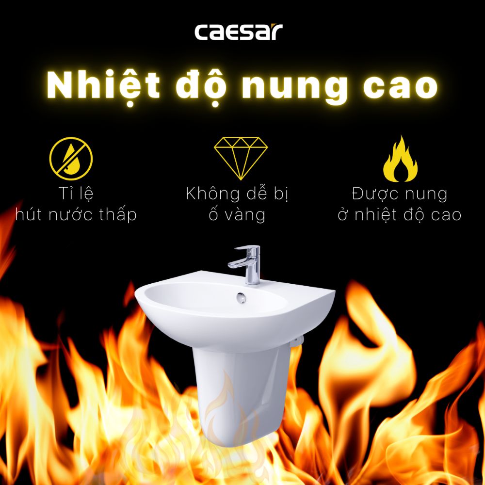 Chậu rửa lavabo treo tường chân lửng Caesar L2152+P2441