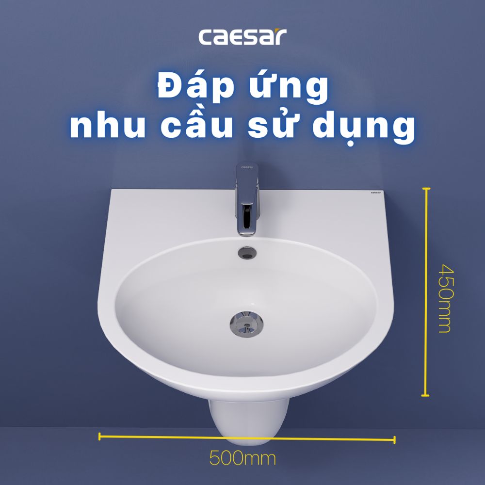 Chậu rửa lavabo treo tường chân lửng Caesar L2152+P2441