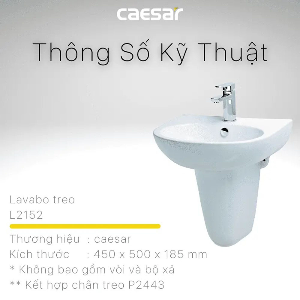 Chậu rửa lavabo treo tường chân lửng Caesar L2152+P2443