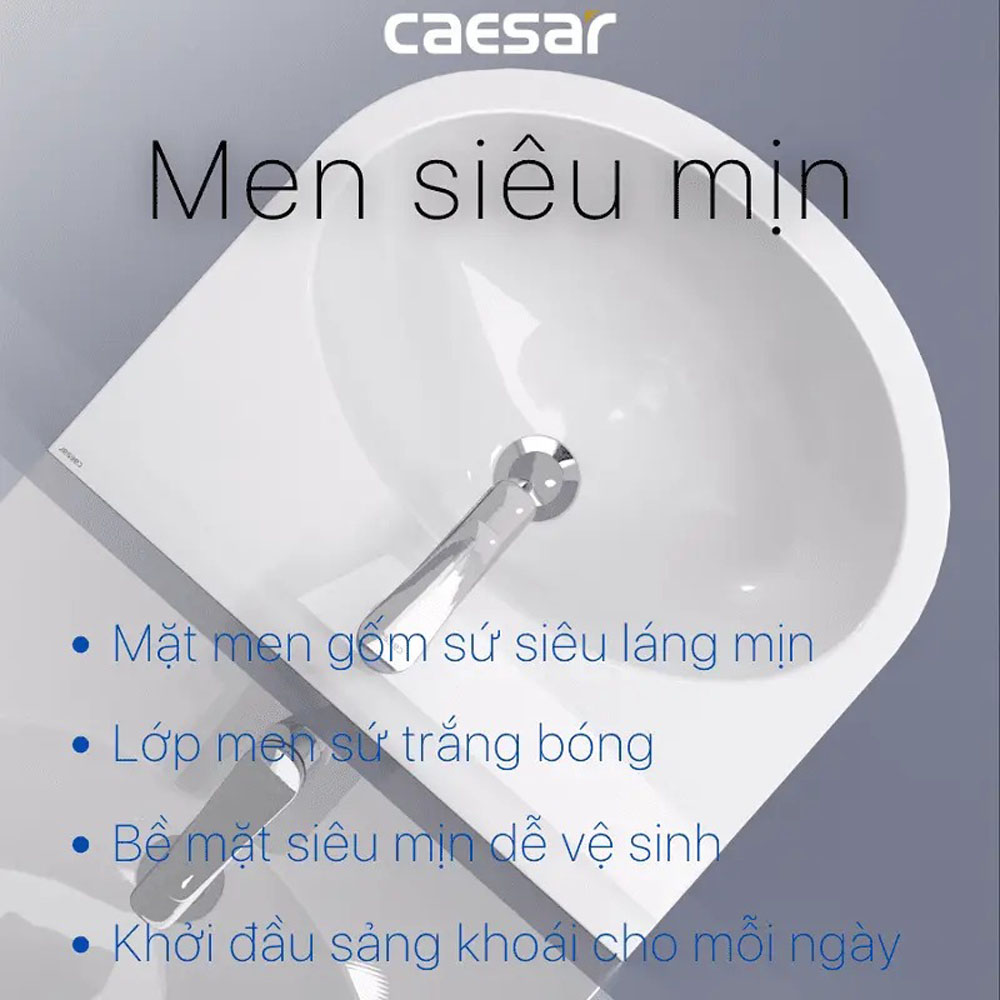 Chậu rửa lavabo treo tường chân lửng Caesar L2152+P2443