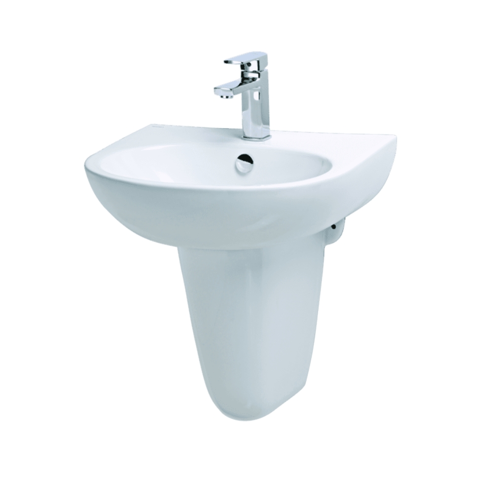 Chậu rửa lavabo treo tường chân lửng Caesar L2152+P2443