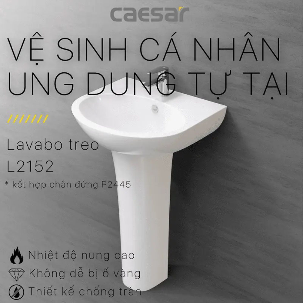 Chậu rửa lavabo treo tường chân dài Caesar L2152+P2445