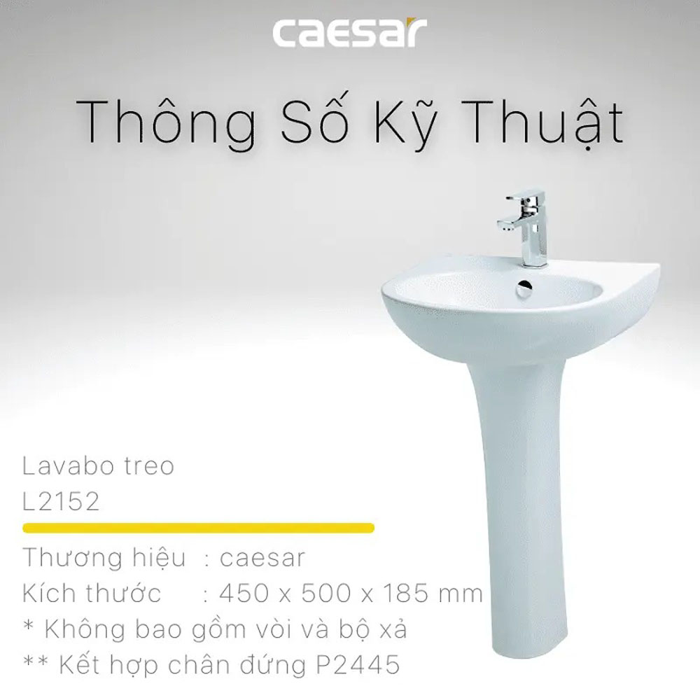 Chậu rửa lavabo treo tường chân dài Caesar L2152+P2445