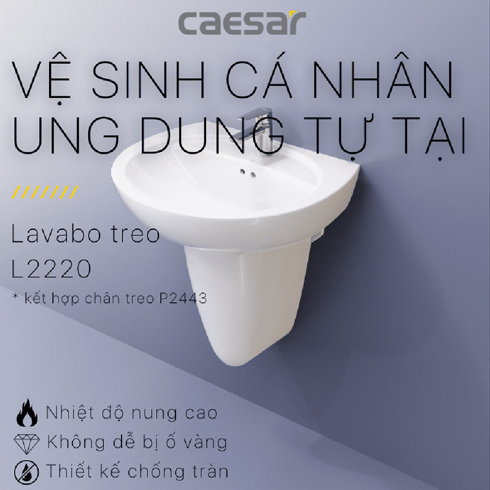 Chậu rửa lavabo treo tường chân lửng Caesar L2220+P2443