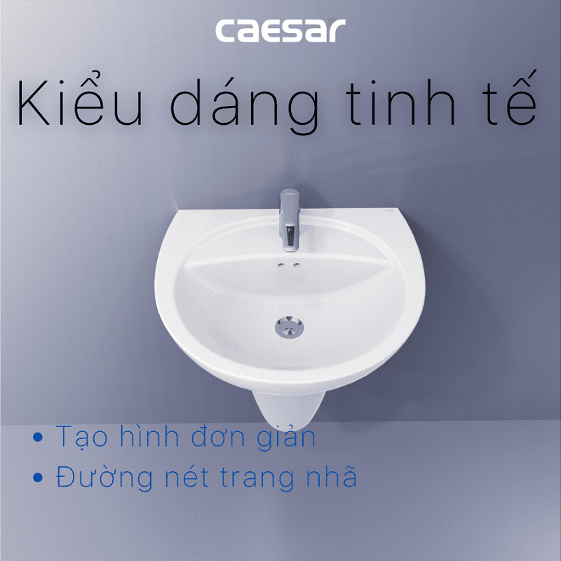 Chậu rửa lavabo treo tường chân lửng Caesar L2220+P2443