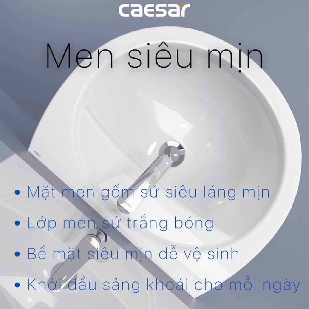 Chậu rửa lavabo treo tường chân lửng Caesar L2220+P2443