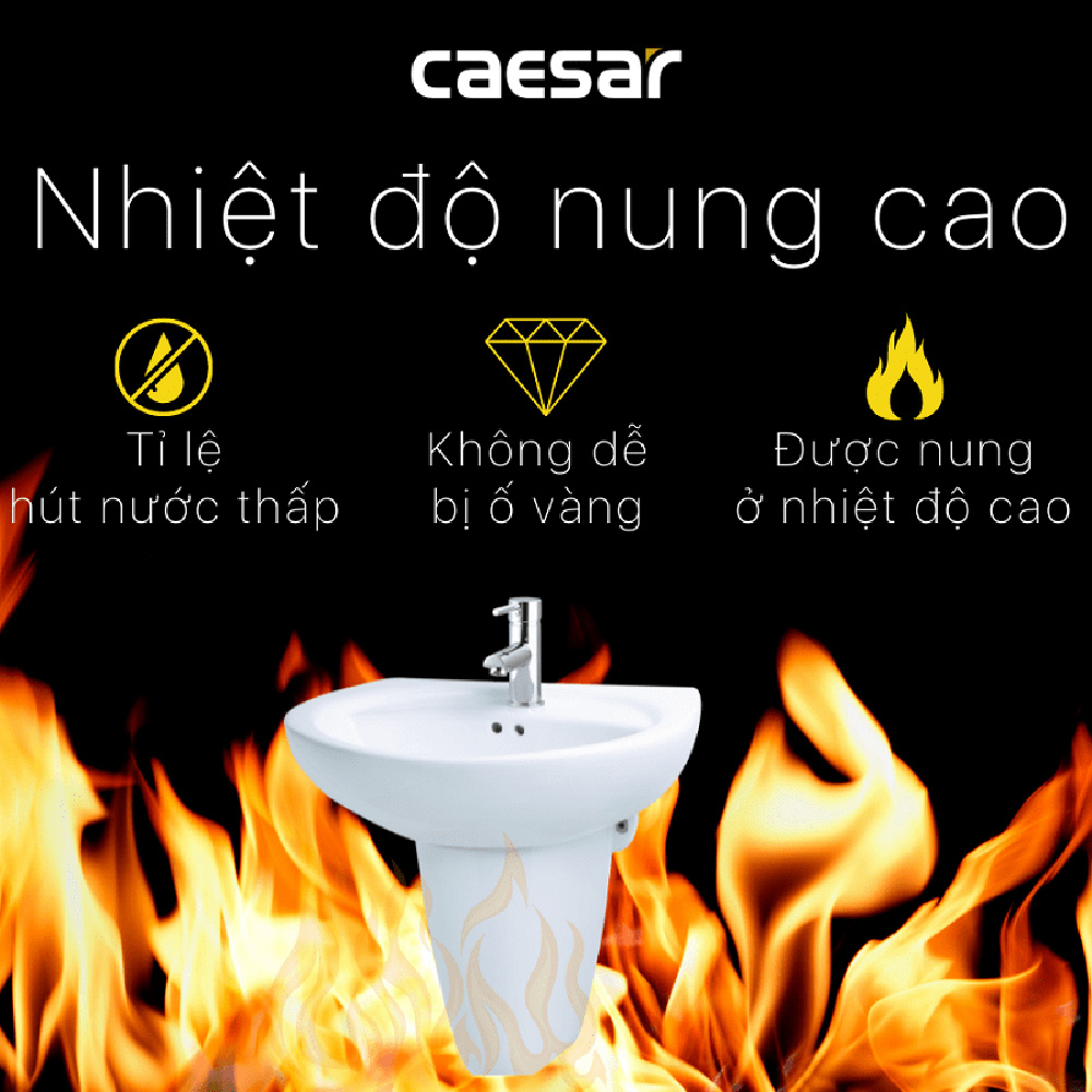 Chậu rửa lavabo treo tường chân lửng Caesar L2220+P2443