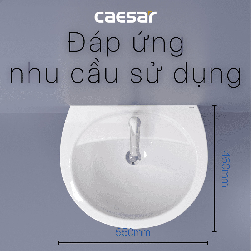 Chậu rửa lavabo treo tường chân lửng Caesar L2220+P2443