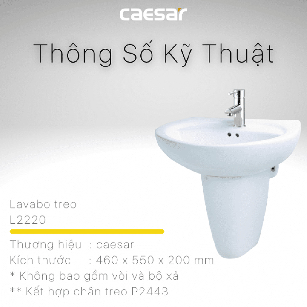 Chậu rửa lavabo treo tường chân lửng Caesar L2220+P2443