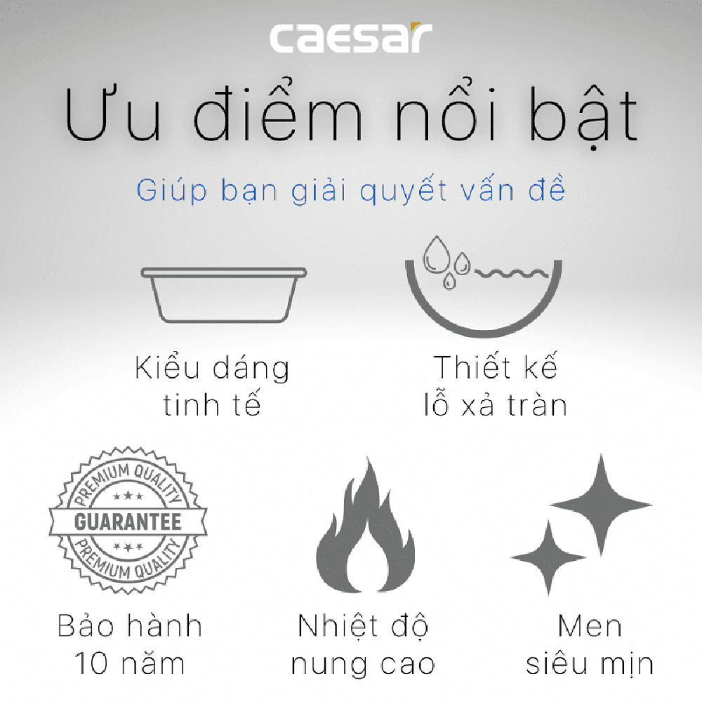 Chậu rửa lavabo treo tường chân dài Caesar L2220+P2445