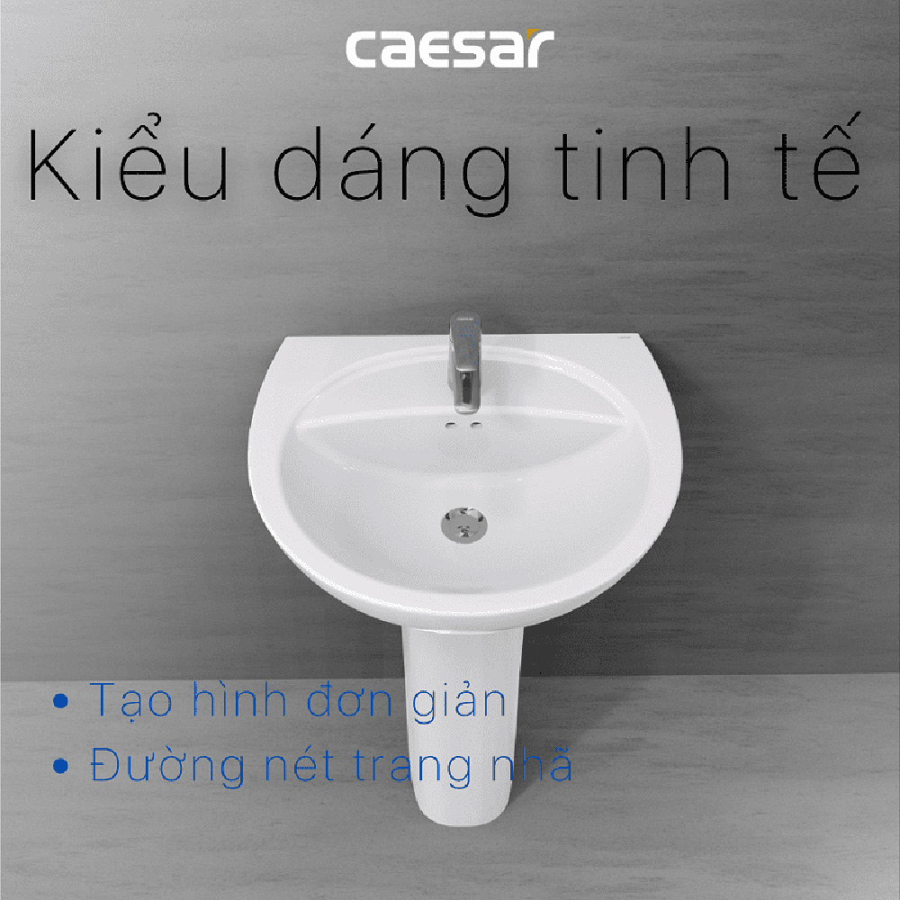 Chậu rửa lavabo treo tường chân dài Caesar L2220+P2445