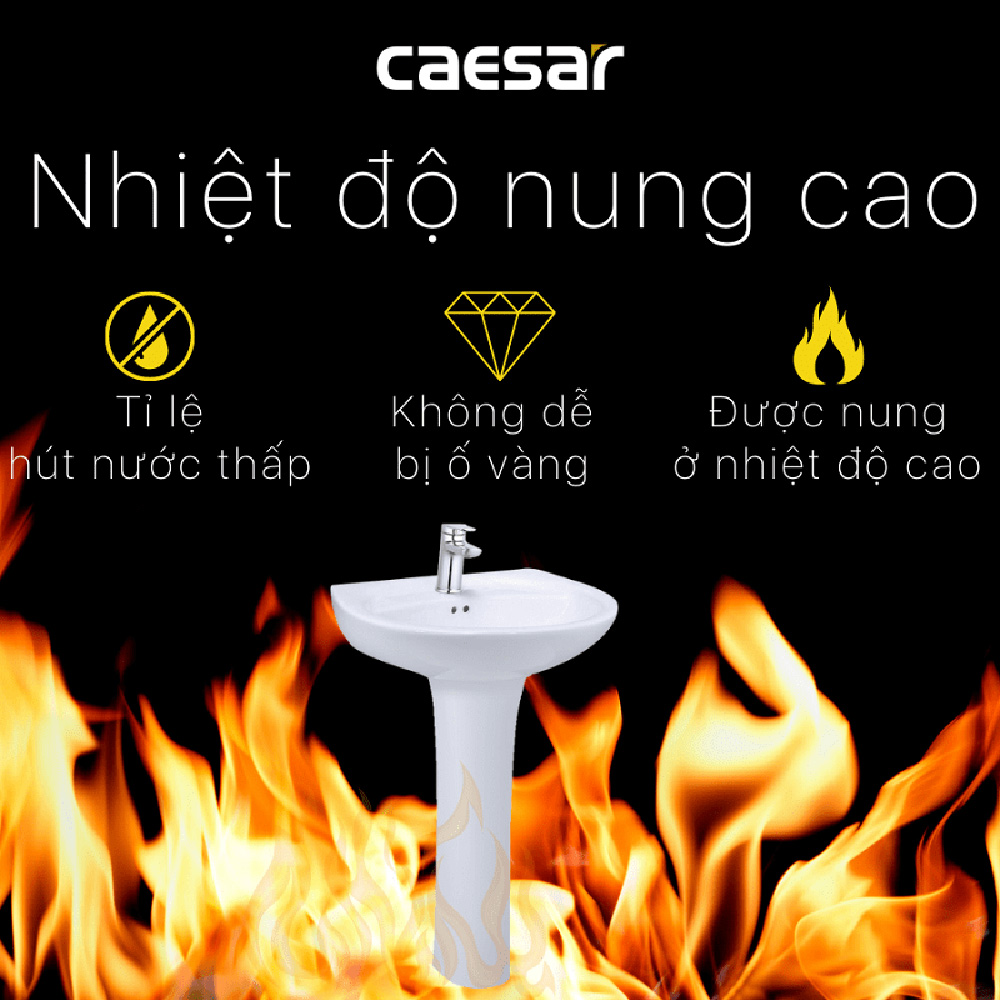 Chậu rửa lavabo treo tường chân dài Caesar L2220+P2445