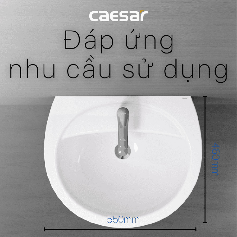 Chậu rửa lavabo treo tường chân dài Caesar L2220+P2445
