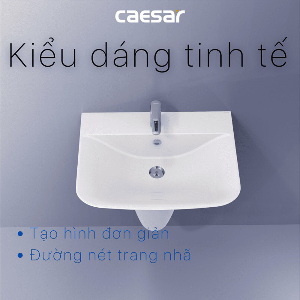 Chậu rửa lavabo treo tường chân lửng Caesar L2365+P2443