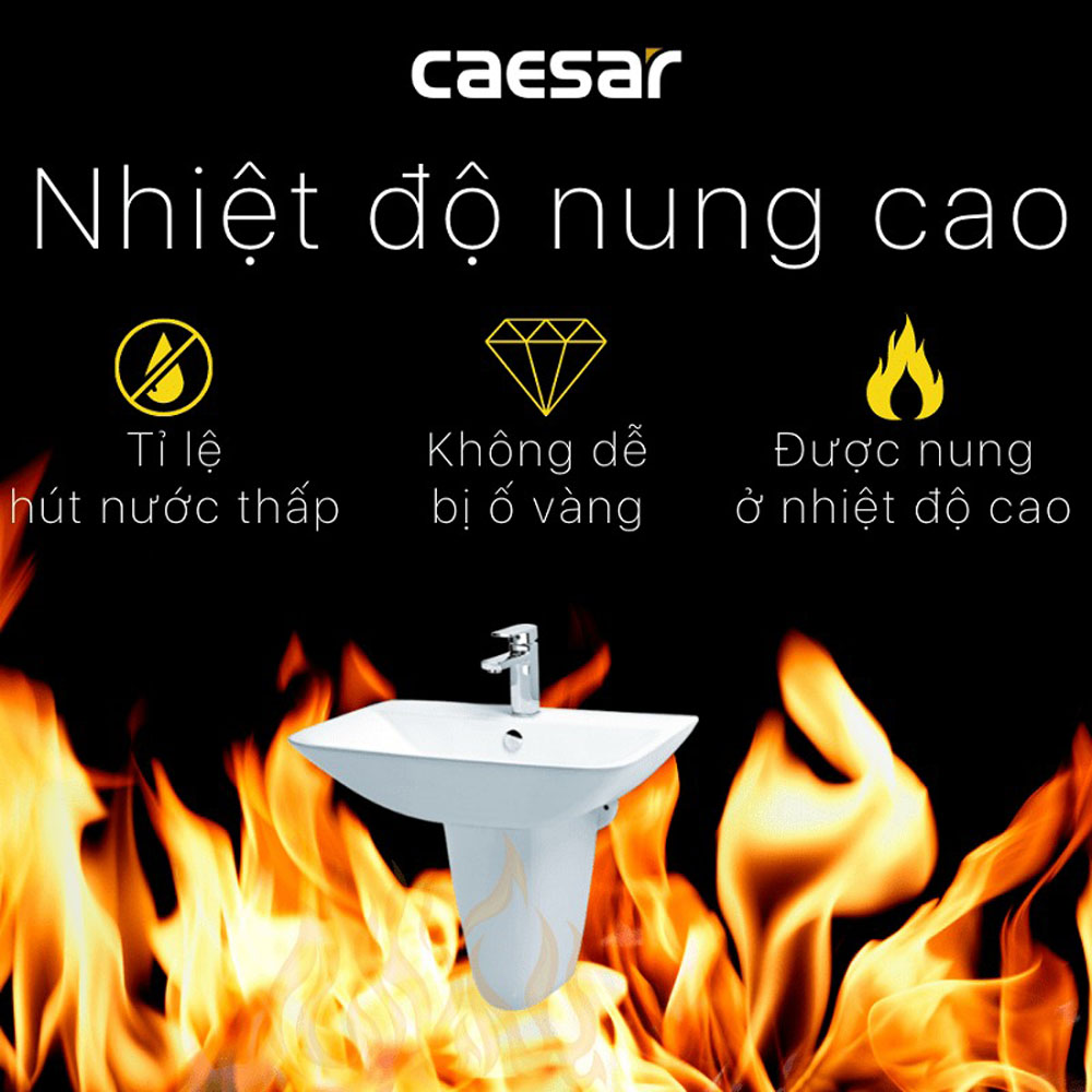 Chậu rửa lavabo treo tường chân lửng Caesar L2365+P2443