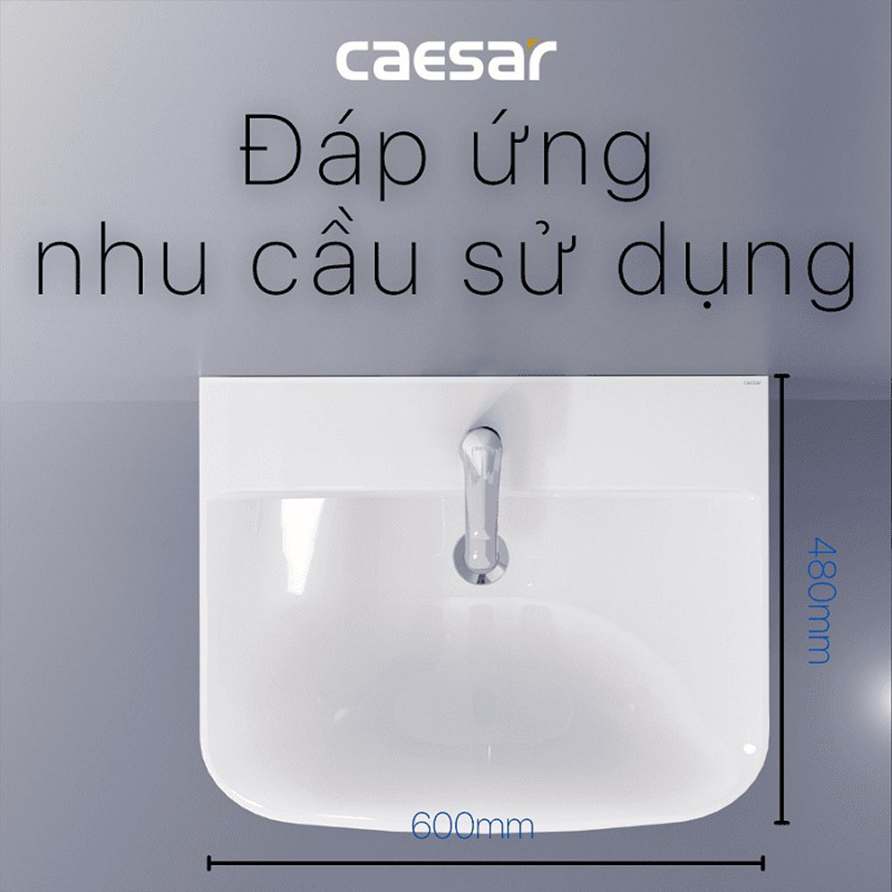 Chậu rửa lavabo treo tường chân lửng Caesar L2365+P2443