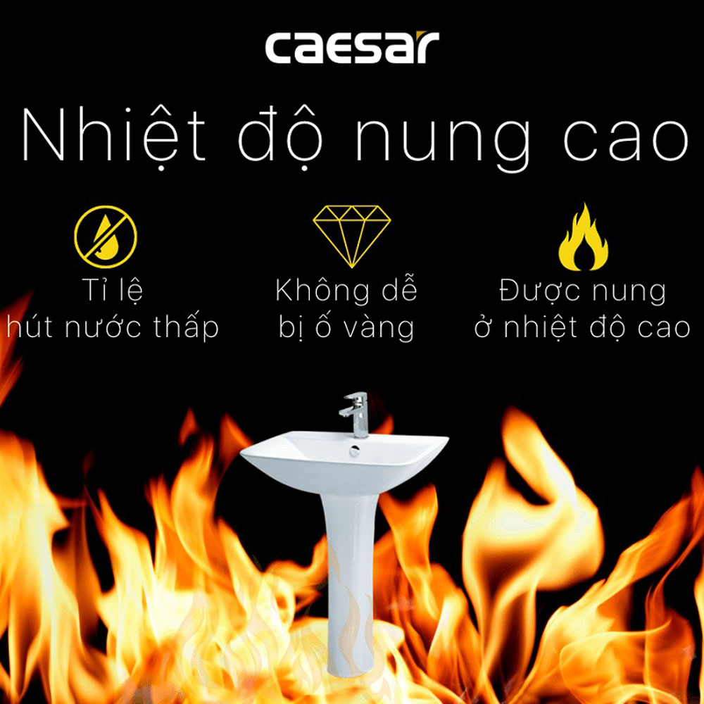 Chậu rửa lavabo treo tường chân dài Caesar L2365+P2445