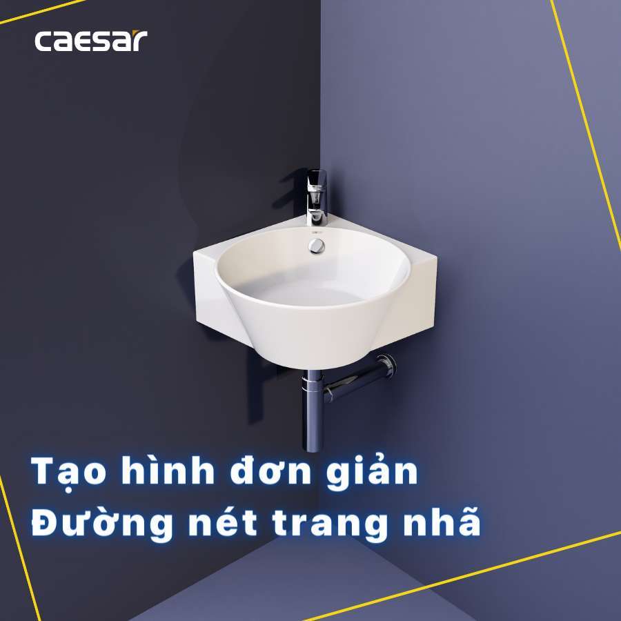 Chậu rửa lavabo treo tường đặt góc Caesar LF5238
