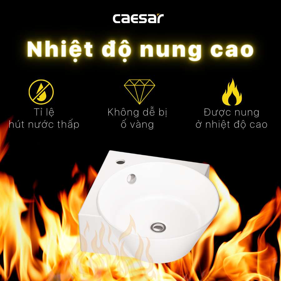 Chậu rửa lavabo treo tường đặt góc Caesar LF5238